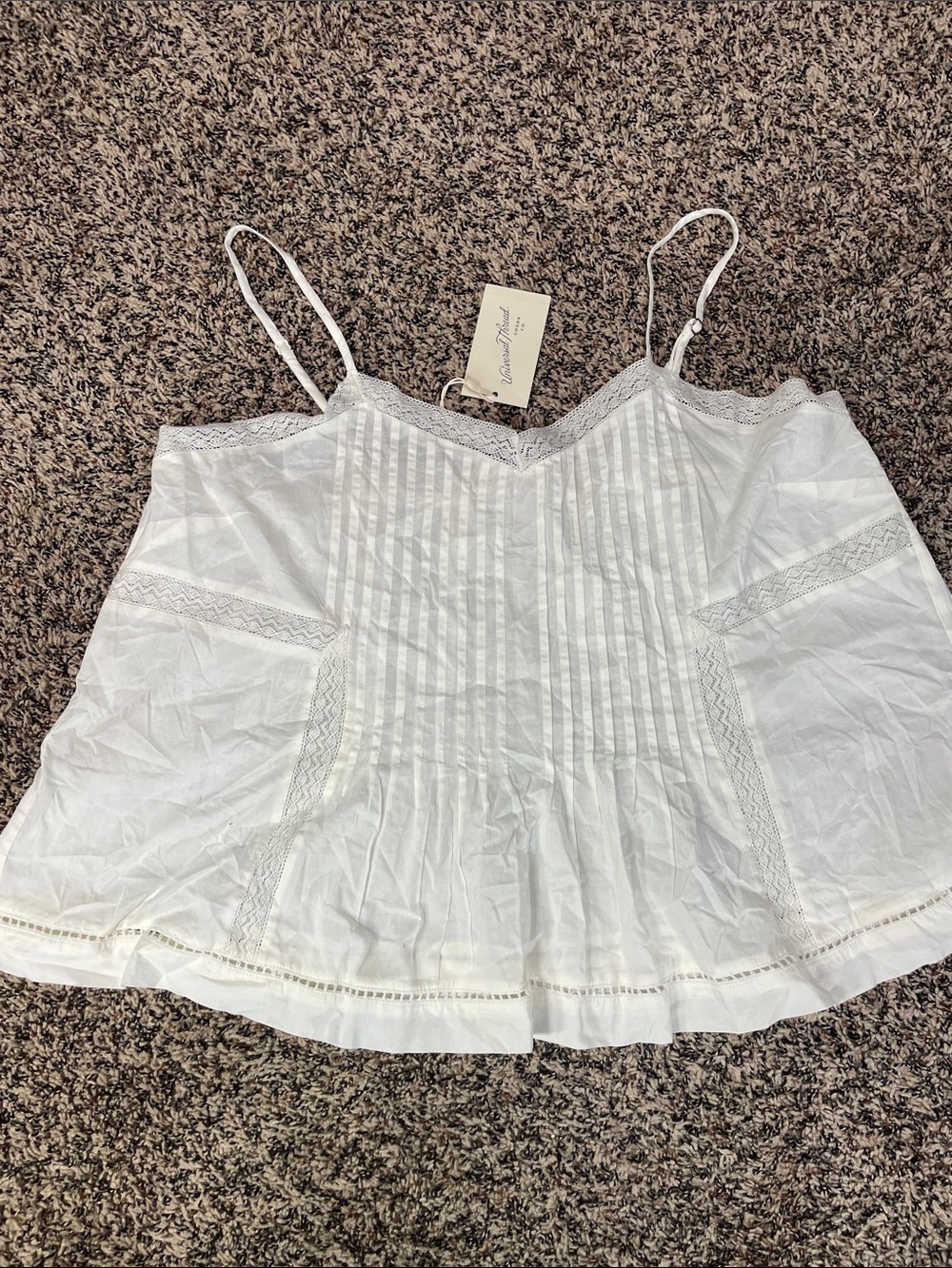 Bohemian Peasant Tank Cream Relaxed Fit Size L Universal Thread NWT